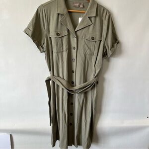 Chico’s Green Safari Shirt Dress NWT